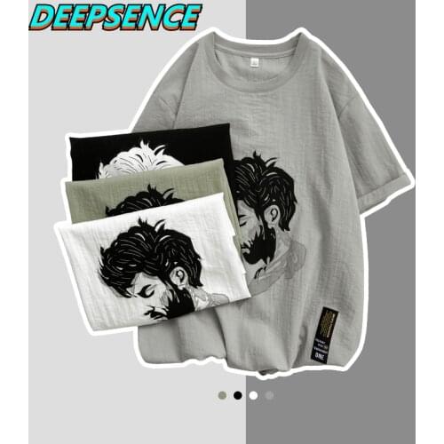 2021 New Summer Casual Ice Silk T Shirt Men O Neck Hip Hop Loose Fit Fashion Cartoon Print Breathable Short T Shirts Men Women