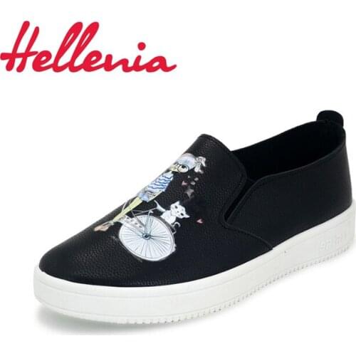 Hellenia 2018 children shoes Casual for girls Flats Size 36-40 slip on fashion shoes women sneakers comfortable black