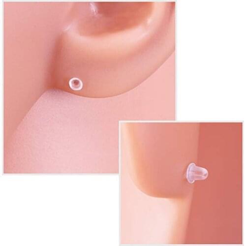 K3ND 50 Pairs Invisible Plastic Blank Earrings Pins Post with Silicone Earring Backs