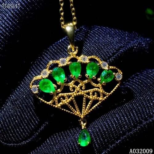 KJJEAXCMY fine jewelry 925 Sterling Silver inlaid natural emerald exquisite girl Pendant Necklace support test hot selling