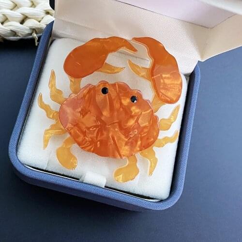 Fashion Crab Brooch Acrylic Pin For Women Kids Holiday Routine Decoration Accessories Corsage Blouse Ornaments Bijoux Gift