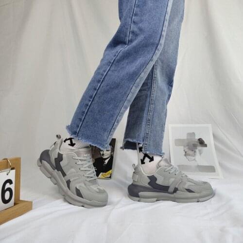 Mens womens shoes celebrity sports shoe Korea version tide thick soled daddy shoe womens net surface breathable casual shoe