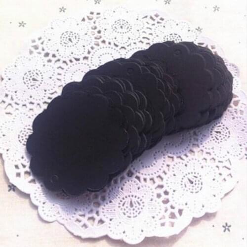 6cm New Arrivals Flower Shape Black White Blank Clothes Tag Dress Accessories Kraft Paper Label With Hemp Rope 400pcs/lot