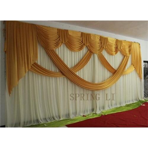 NEW Designed Wedding Backdrops with luxurious Gold Swag for Wedding Decorations 3m*6m free shipping