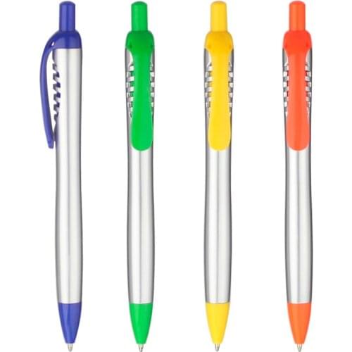 Silver Barrel Plastic Ballpoint Pen Personalized Promotional Ball Pen Custom Pen Logo Mark Gift Pens Wedding Customized Giveaway