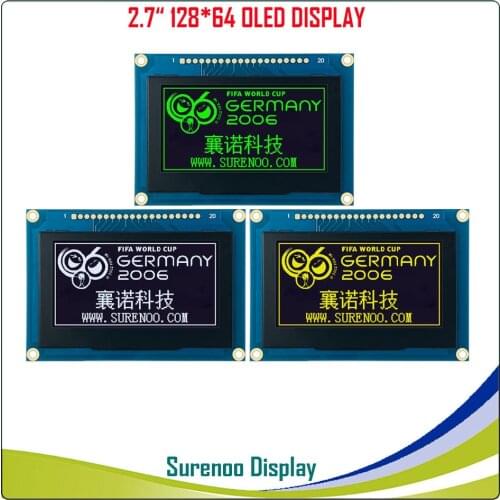 Real OLED Display, 2.7" 128*64 12864 Graphic LCD Module Display Screen LCM Screen SSD1325 Controller Support Parallel SPI