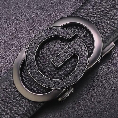High Quality Automatic G Buckle young men luxury brand designer genuine leather fashion balck belt Waistband Casual ceinture