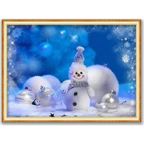 Christmas Snowball DIY Embroidery Cross Stitch 11CT Kits Needlework Craft Set Printed Canvas Cotton Thread Home Decoration Sale