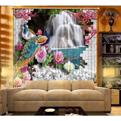 Modern living room curtains 3D Curtain Printing Blockout Polyester Chinese Sun Photo Drapes Fabric For Room