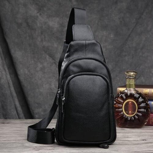 100% Genuine Leather Men Crossbody Bag Waterproof Mens Chest Bags High Quality Male Shoulder Bag Simple Designe Sling Bag Travel