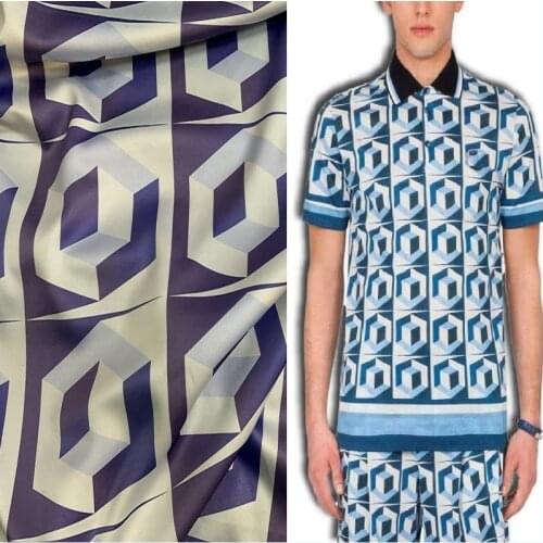 Three-dimensional Square Digital Printing 100% Polyester Fabric for Dress Italian G Brand Textile Sewing Fabric for Shirt Suits