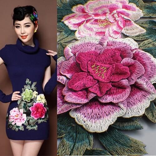 Heavy embroidery big lace patch three-dimensional large applique lace fabric T-shirt dress sweater coat clothes DIY accessories