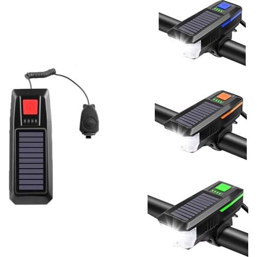 USB Rechargeable Bicycle Light LED Waterproof Solar Rechargeable Headlight with Battery