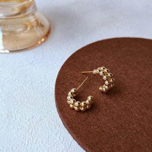 925 Silver Needle Plated 14K Real Gold Bag Earlobe Small Earring Earrings Unusual Earrings Gift Female Jwellery Women Womens