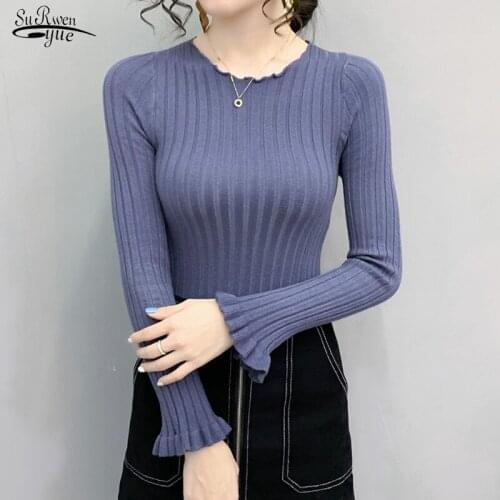 Pullover Sweaters Korean Style Winter Slim White Pull Knitwear Casual Long Sleeve Autumn Knitted Sweater Women Pull Femme 11498