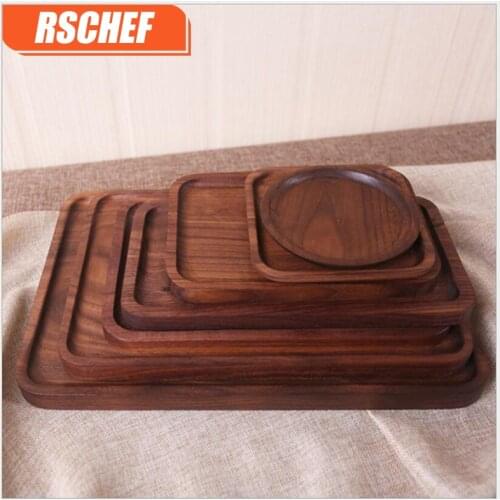 1PCS Wooden Platter Tray Black Walnut Rectangular Western Fruit Pizza Wood Tray Wood Tray Non-painted Solid Wood Tray