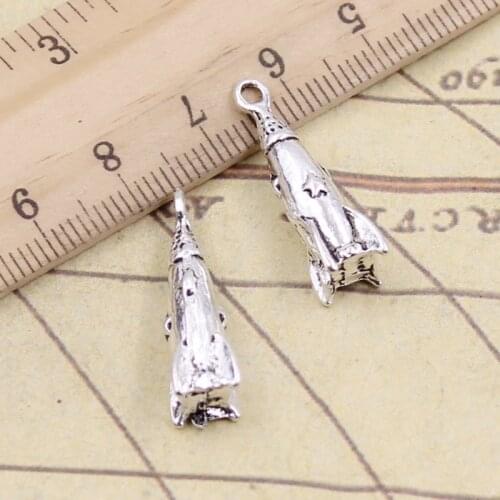 10pcs Charms Rocket Spaceship 24x9x9mm DIY Retro Jewelry Braclet Necklace Antique Bronze Silver Color Pendant