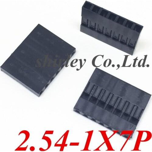 1000pcs/lot 7P 1X7P Dupont Jumper Wire Cable Housing Female Pin Connector 2.54mm Pitch 1*7pin