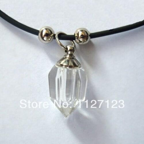 25pcs/lot transparent bullet Rice vials pendants rice vial pendant perfume empty glass bottle glass spray perfume bottl