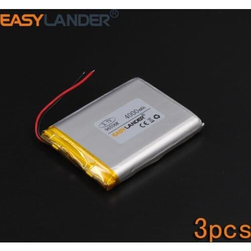 3pcs/Lot 3.7V 4000mAh 965068 Rechargeable li Polymer Li-ion Battery For E-book Vedio power bank Tablet PC mobile dvd Speaker