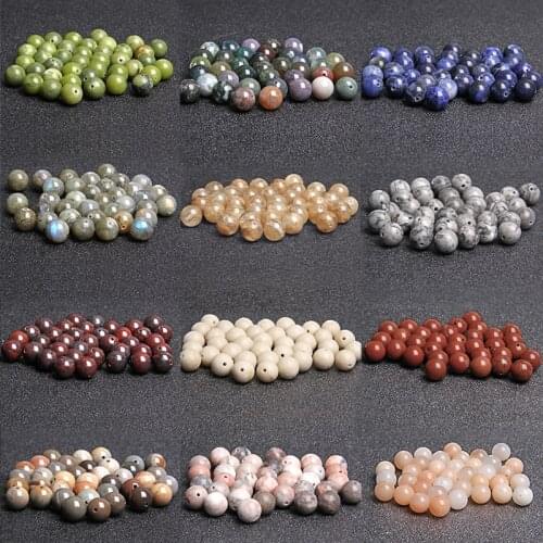 45 Types 4-12 mm Natural Stone Round Beads Gems Agat Jaspers Smooth Beads For Jewelry Making DIY Bracelets Earrings 15" Strand