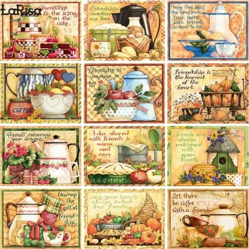5D DIY Diamond Painting Kitchen Rhinestone Picture Diamond Embroidery Fruit Landscape Mosaic Cup Home Decoration Art Family Gift