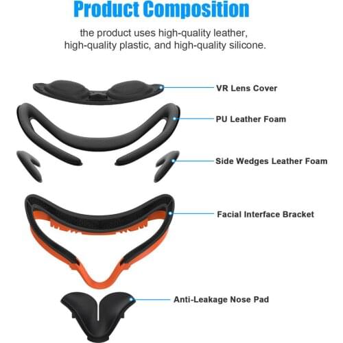 7in1 Resilient VR Facial Bracket & Anti-Leakage Light PU Leather Foam Face Cover Pad Comfort Accessories For Oculus Quest 2 VR