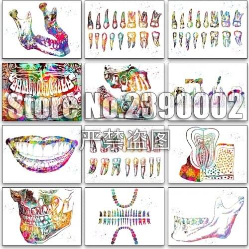 Watercolor 5d Diy Diamond Painting Cross Stitch Diamond Embroidery Dental X RAY Mosaic Full Rhinestone Gifts Handmade Picture