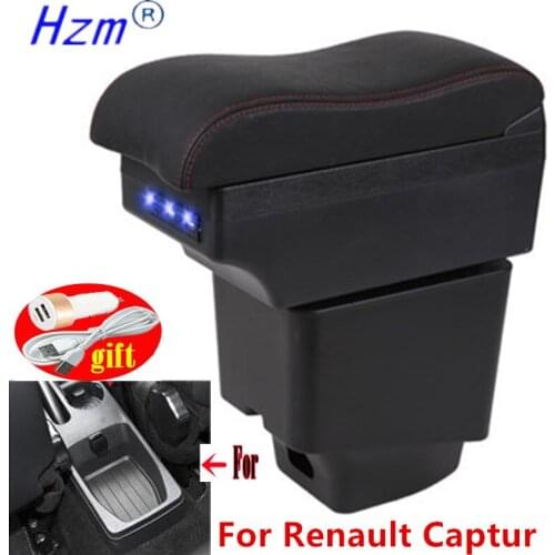 Car Armrest For Renault Captur Armrest box 2018 2019 2020 2021 accessories Storage box with cup holder ashtray USB