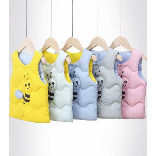 Childrens Waistcoat Spring And Autumn And winter Babys Shoulder Jacket Little Bee Down Cotton Boys And Girls' Vest Warm