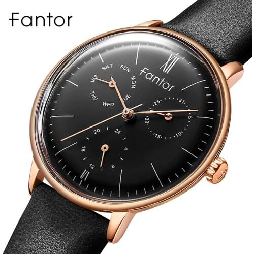 Fantor Brand Luxury Watch Women Quartz Chronograph Watches Ladies Waterproof Fashion Dress Elegant Lady Leather Strap Wristwatch