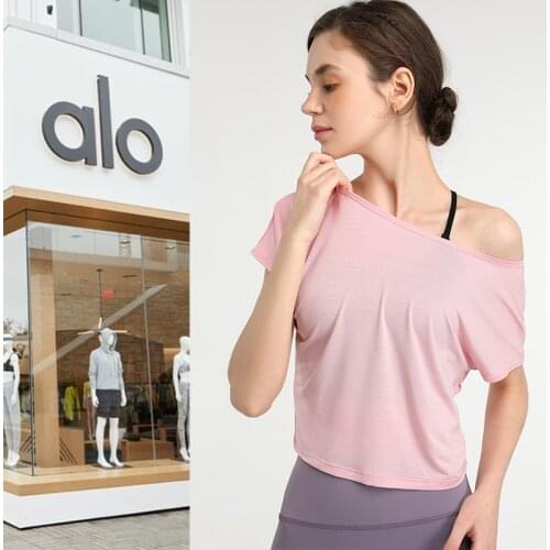 2021 New Yoga Short Sleeve T-Shirt blouse Shoulder Breathable Speed Dry Fabrics Fitness Exercise Running -40
