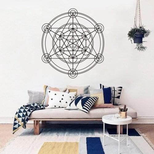 Geometric Wall Vinyl Sticker SACRED GEOMETRY Wall Decal Metatrons Cube Alchemy Mural Poster Circle Mandala Decor AY1989