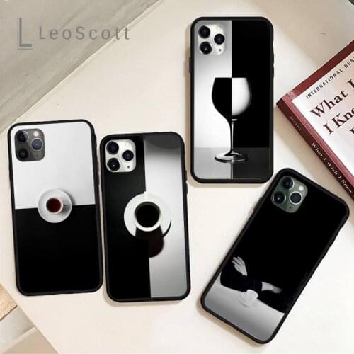 Coffee cup black and white simple Phone Case for iPhone 11 12 pro XS MAX 8 7 6 6S Plus X 5S SE 2020 XR Soft silicone