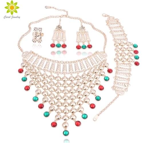 Ethiopian Gold color Jewelry Sets Indian Necklace Earrings Jewelry Set for Women African Wedding Gift High Quality Accessories