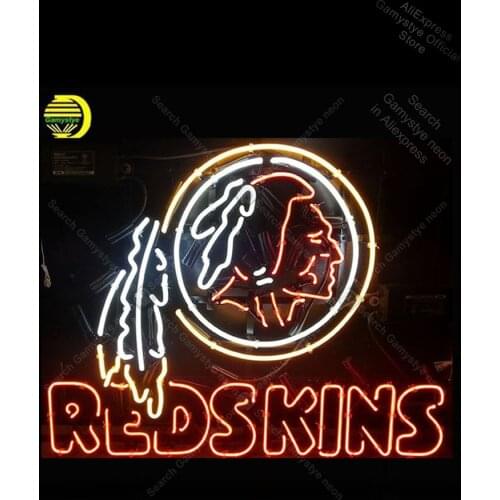 Red Skins Redskins NEON SIGN REAL GLASS BEER BAR PUB Sign Characteristic Neon Light neon signs for home Windows Garage Wall Sign