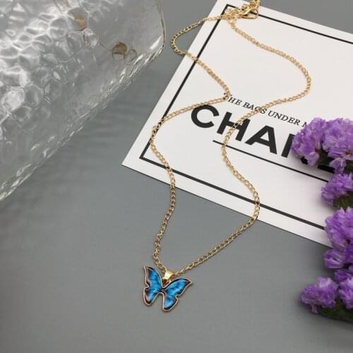 Fashion Women Necklace 2021 Trendy Gold Silver Color Chain Lovely Butterfly Necklace For Girl Friends Gift Wholesale Jewelry