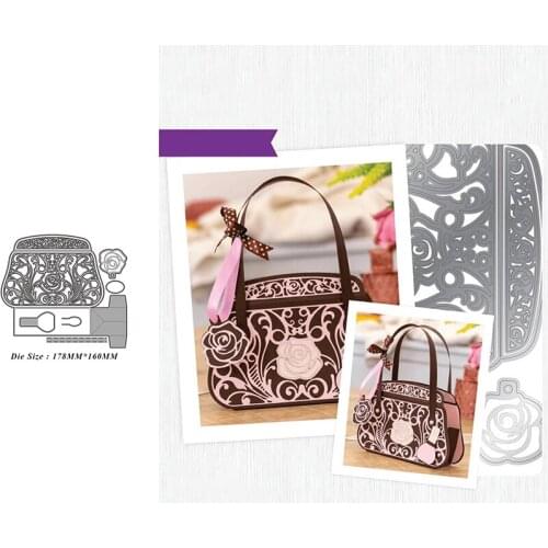 2021 New Christmas Rose Flowers Handbag DIY Mold Paper Metal Craft Dies for Card Making Cut Dies 2021 Embossing New Molds Die