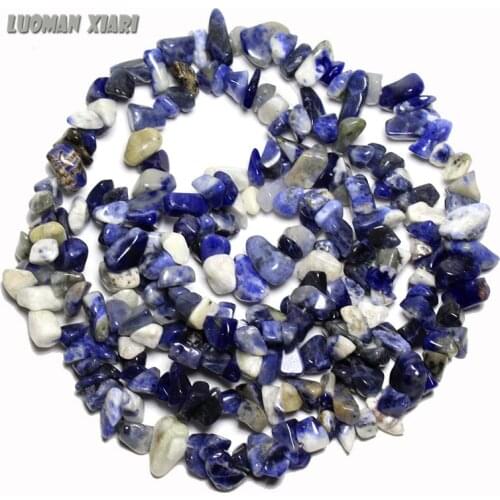 New Arrival Blue-vein Stone Chips Shape 5mm-8mm Blue Natural Stone Beads For Jewelry Making DIY Bracelet Strand 34'' 200pcs Lots