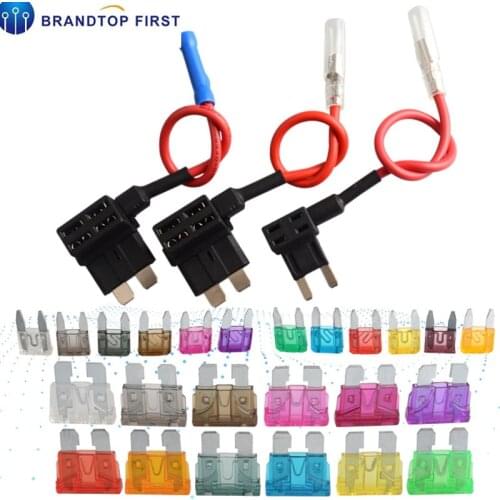 12V Fuse Holder Add-a-circuit TAP Adapter Micro Mini Standard Ford ATM APM Blade Auto Fuse with 10A Blade Car Fuse with holder