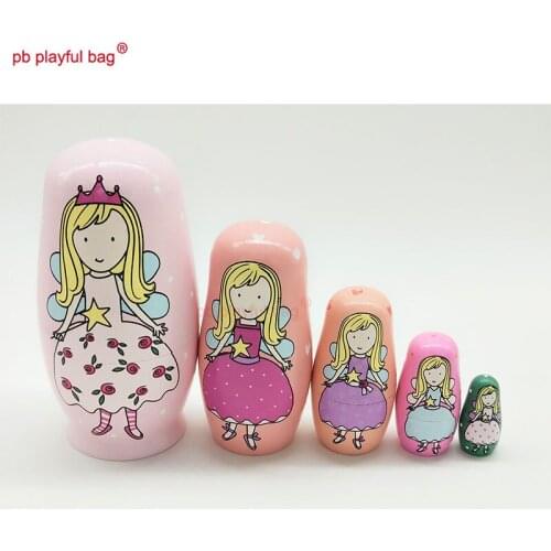 PB Playful bag Five layer Angel Russian dolls wooden toy set crafts wedding gifts lovers creative early education HG16
