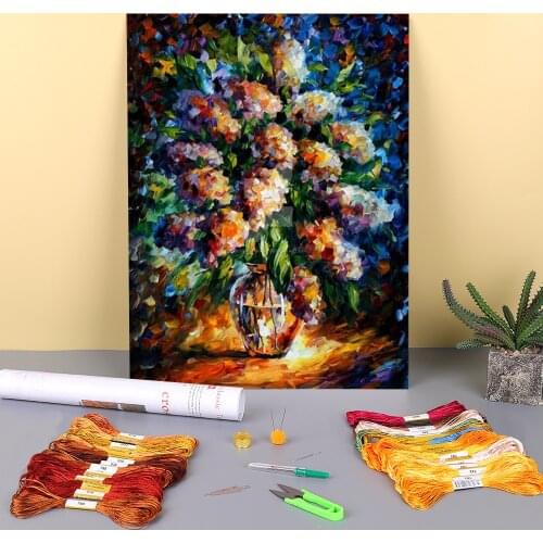 Night Lilac Printed 11CT Cross Stitch Complete Kit DIY Embroidery DMC Threads Craft Needlework Handmade Hobby Different Design