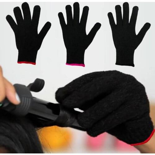 1 Pcs Professional Heat Resistant Glove Hair Styling Tool For Curling Straight Flat Iron Black heat glove for curling iron