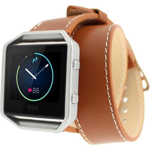 2016 New Arrivals Double Circle Genuine Leather Bracelet Watch Bands Strap for Fitbit Blaze Activity Tracker Smart Watch