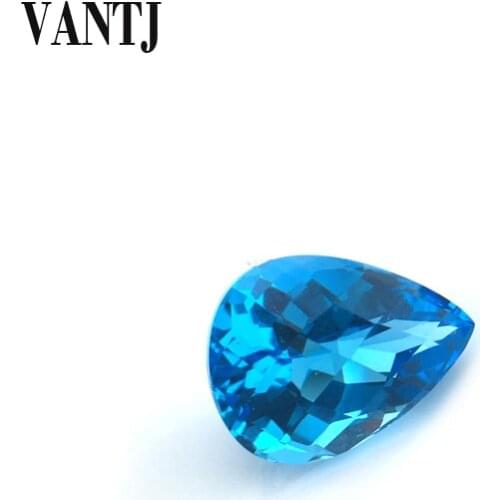 VANTJ Real Natural Blue Topaz Loose Gemstone Brilliant Pear Cut For Silver Gold Ring Mounting Fine Jewelry Women Party Gift