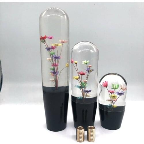 10cm 15cm 20cm Car Styling Crystal Bubble Shift Gear Knob With Real Flowers Gear Shift Knob JDM
