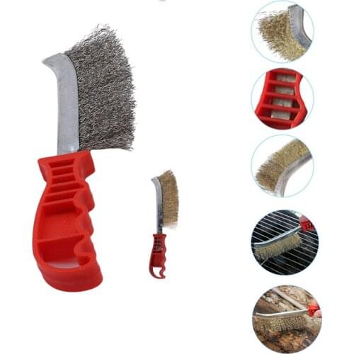 Grill Cleaning Brush Plastic Handle Steel Wire Brush Grill Cleaning Tool Picnic Kitchen BBQ Barbecue Wire Brushes Clean Supplies