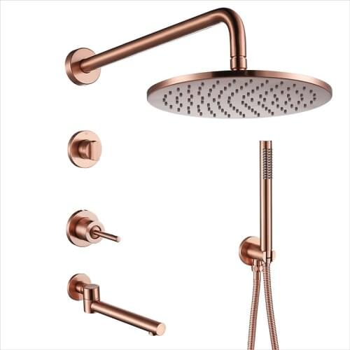 Modern simplicity Luxury Brushed Rose gold bathroom shower faucet set 3 functions shower head Complete set Wall mounted
