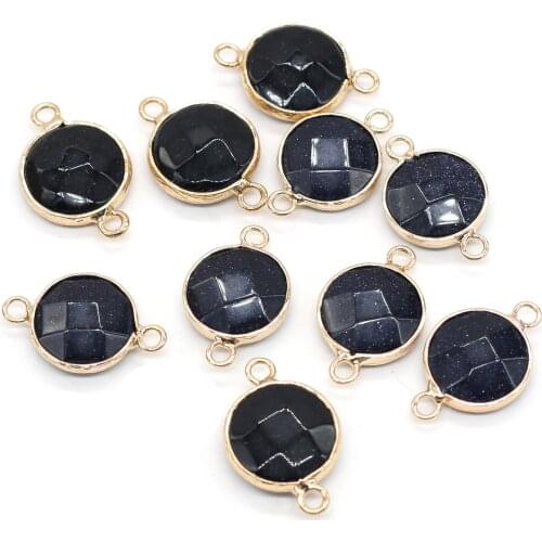 2pcs Natural Stone Pendant Connector Irregural Blue Sand Stone Pendant Connector for Making Jewelry Necklace 15x24mm