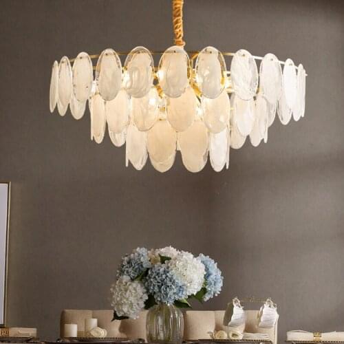 Modern white chandelier for living room gold led chandeliers round stand dining room chain mount indoor lighting fixture